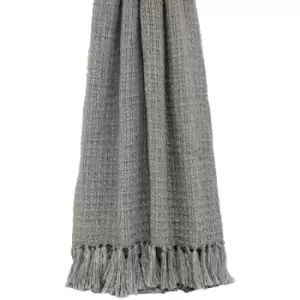 Image of Riva Home Boden Knitted Tassled Throw (150 x 200cm) (Grey) - Grey