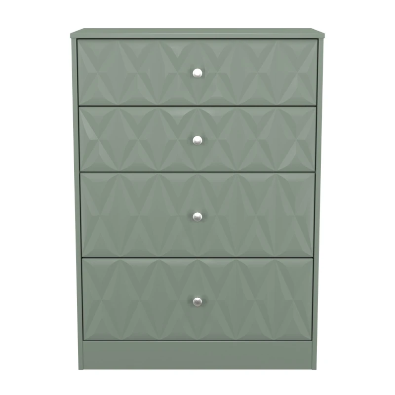 Image of Genoa Ready Assembled Matt Green 4 Drawer Deep Chest (H)1063mm (W)766mm (D)395mm