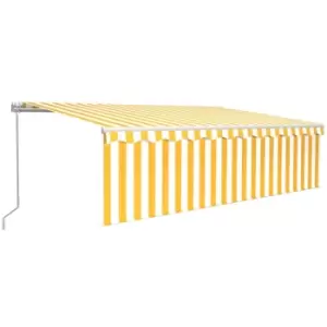 Image of Vidaxl - Manual Retractable Awning with Blind&LED 5x3m Yellow&White Yellow