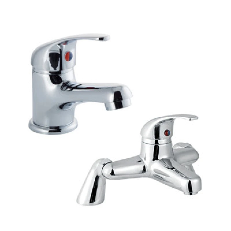 Image of Balterley Standard Mono Basin Mixer Tap And Bath Filler Tap Set - Chrome