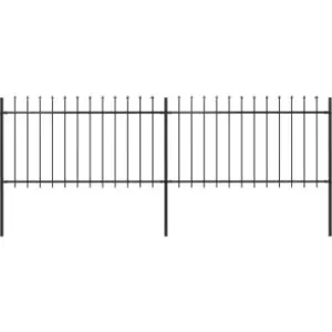 Image of Garden Fence with Spear Top Steel 3.4x1 m Black Vidaxl Black