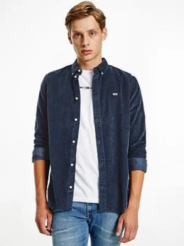 Image of Tommy Jeans Regular Cord Shirt - Twilight Navy