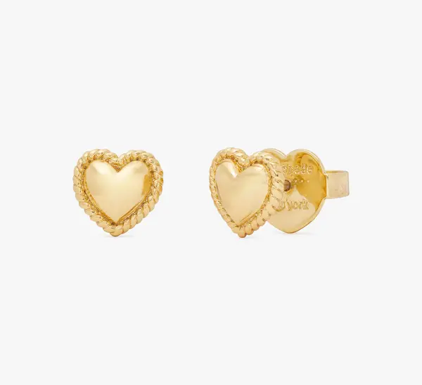 Image of Kate Spade New York Mini Heart Gold-Tone Stud Earrings