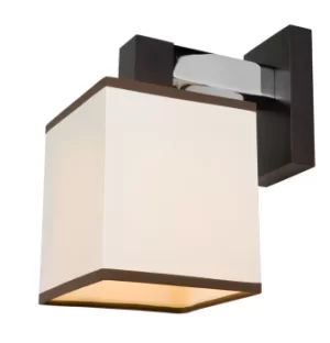 Image of Amelia Wall Lamp With Square Fabric Shade Wenge, 1x E27