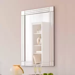 Image of MirrorOutlet Milton All Glass Bevelled Square Corner Wall Mirror 90 X 60 Cm