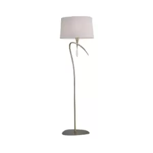 Image of Mara Floor Lamp 4 Light E27, Antique Brass Ivory White Shade