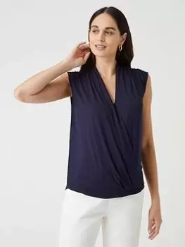 Image of Wallis Sleeveless Wrap Top - Blue Size S, Women