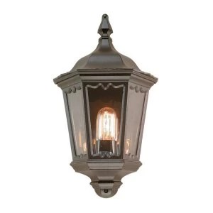 Image of 1 Light Outdoor Wall Half Lantern Light Black IP43, E27
