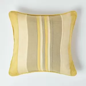 Image of Cotton Striped Yellow Cushion Cover Morocco , 45 x 45cm - Yellow - Homescapes