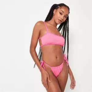 Image of Missguided Scoop Neck Tie Back Bikini Top - Pink