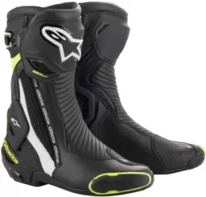 Image of Alpinestars SMX Plus v2 Motorcycle Boots, black-white-yellow, Size 39, black-white-yellow, Size 39