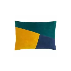 Image of Furn Morella Abstract Cushion Cover (One Size) (Emerald Green/Ochre Yellow/Navy) - Emerald Green/Ochre Yellow/Navy
