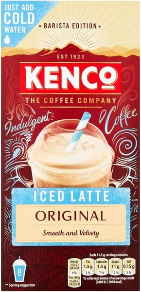 Image of Kenco Iced Latte Original Smooth And Velvety Coffee 40 Sachets