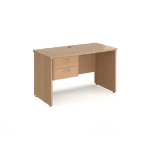 Image of Office Desk Rectangular Desk 1200mm With Pedestal Beech Top And Panel End Leg 600mm Depth Maestro 25