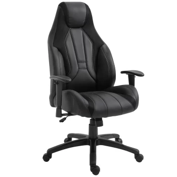 Image of Vinsetto High Back Executive Office Chair Mesh & Fuax Leather Gaming Gamer Chair with Swivel Wheels, Adjustable Height and Armrest, Black AOSOM UK