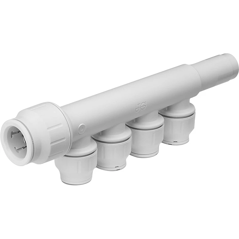 Image of John Guest 22mm x 15mm 4 Port Manifold With Stem PEM582215CWP White
