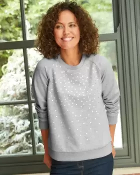 Image of Cotton Traders Womens All-Heart Printed Sweatshirt in Grey