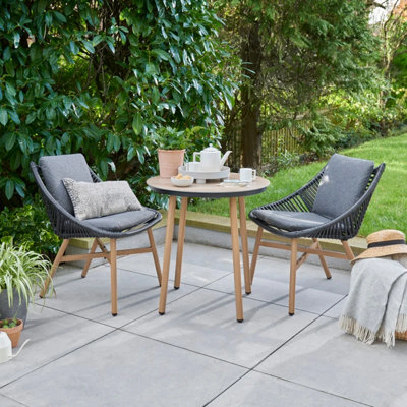 Image of Norfolk Leisure Lifestyle Keswick Three Piece Bistro Set with Cushions Dark Grey