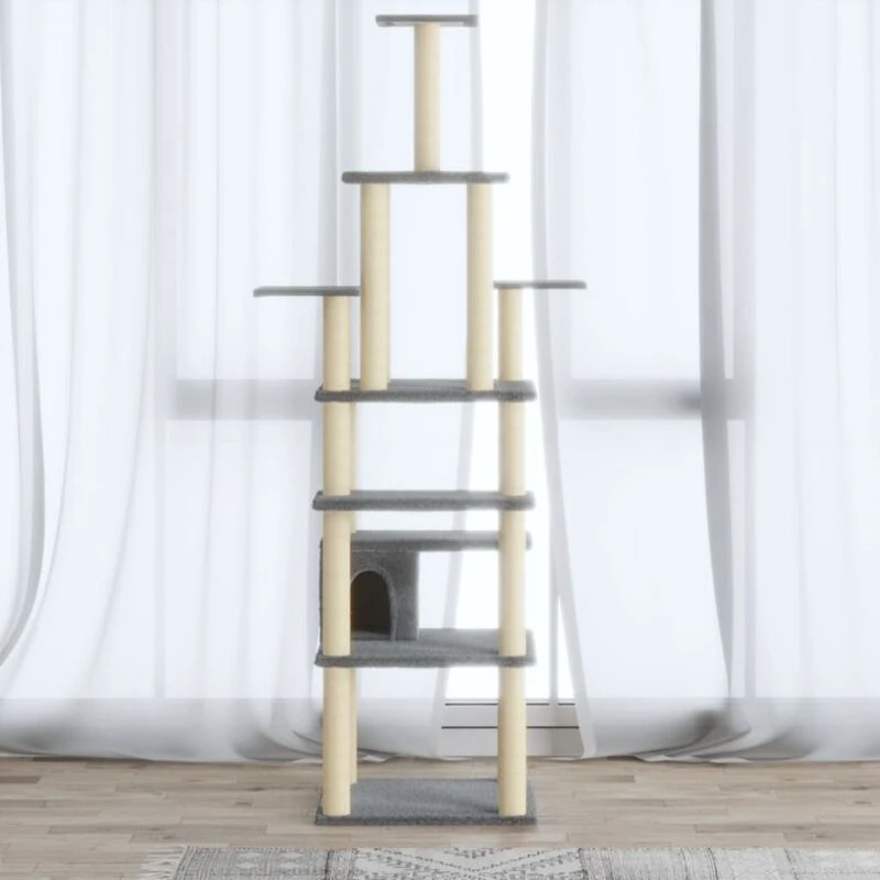Image of VIDAXL Vidaxl - Cat Tree with Sisal Scratching Posts Light Grey 183cm 8720286706107