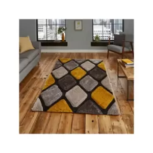 Image of Noble House NH9247 Shaggy Hand Tufted Rug, Grey/Yellow, 120 x 170 Cm - Think Rugs