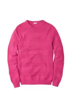 Image of Textured Cotton Crew Neck Jumper
