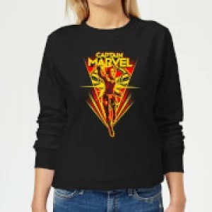 Image of Captain Marvel Freefall Womens Sweatshirt - Black - M