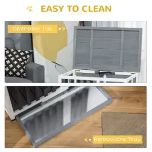 Image of Pawhut Foldable Wooden Dog Cage - Grey