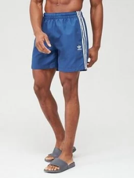 Image of Adidas Originals 3 Stripe Swim Shorts - Navy