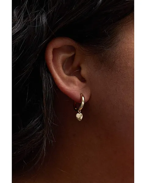 Image of Simply Silver Gold Heart Huggie Earrings