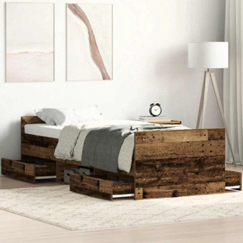 Image of Vidaxl Bed Frame Without Mattress Old Wood 90X190 Cm Single Engineered Wood