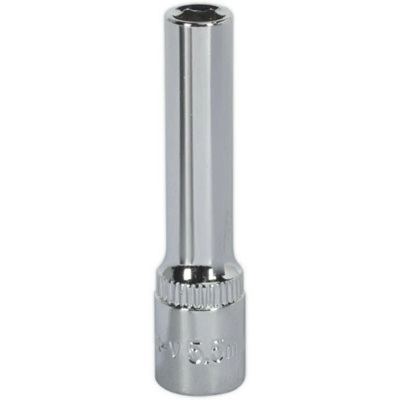 Image of Loops 5.5mm Forged Steel DEEP Drive Socket 1/4" Square Drive Polished Chrome Vanadium Metallics