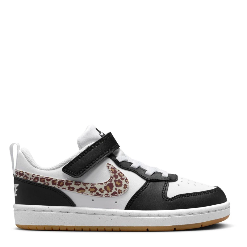 Image of Nike Court Borough Low Recraft Shoes Childrens. Black/Leopard female C12 (30)