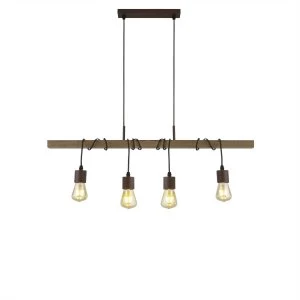 Image of 4 Light Bar Pendant Brown, Dark Wood, E27