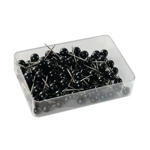 Image of Unbranded Map Pins Black 4.5mm Spherical Plastic Heads (Pack of 100) 26891 WS26890