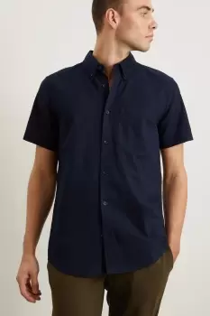 Image of Navy Short Sleeve Oxford Shirt