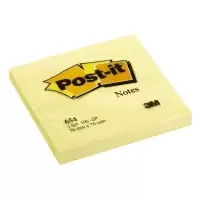 Image of Post-it 654 Super Sticky Notes 76mm x 76mm - Yellow (1 x 100 Sheets)