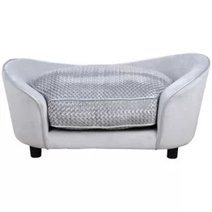 Image of PawHut Pet Sofa Couch Small Sized Dog Various Cat Soft Plush Sponge Cushioned Bed Lounge Gray