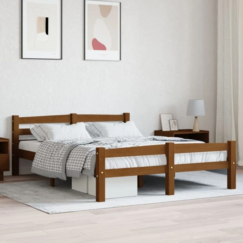 Image of VIDAXL Bed Frame without Mattress Honey Brown Solid Pinewood 120x200cm vidaXL 8720286327449