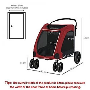 Image of PawHut Pet Stroller Red, Black 820 mm x 980 mm x 1100 mm