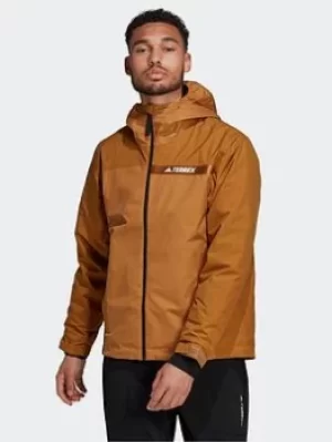 Image of adidas Terrex Multi Rain.rdy Primegreen Insulated 2l Rain Jacket, Brown Size M Men