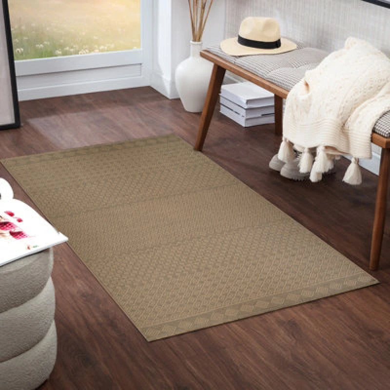 Image of Livabliss Cottage Tan Machine Washable Jute Kashvi Runner Rug 79 X 152cm - Easy Care, Non Shedding, Ideal For Living Room & Bedroom