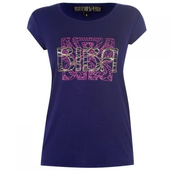 Image of Biba Placement Pyjama Top - Navy