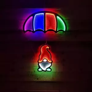 Image of 85cm Multicoloured Infinity LED Hanging Parachute Christmas Gnome Gonk