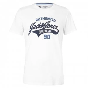 Image of Jack and Jones Core Heritage Logo T Shirt Mens - White