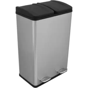 Image of 60L Dual Pedal Bin In Stainless Steel - Silver