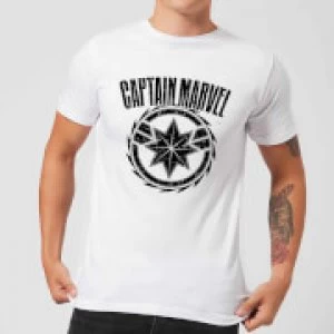 Image of Captain Marvel Logo Mens T-Shirt - White - S