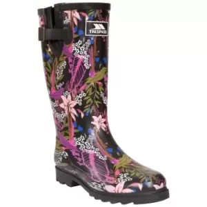 Image of Trespass Womens/Ladies Elena Floral Wellington Boots (7 UK) (Black/Green Print)