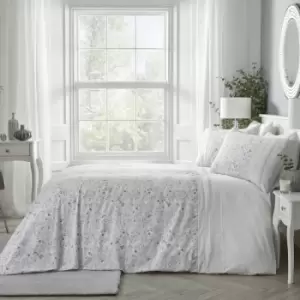 Image of Dreams & Drapes Ditsy Meadow Pintuck Border Easy Care Duvet Cover Set, Blue, King