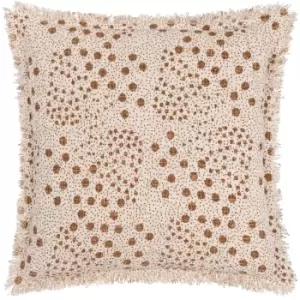 Image of Hara Woven Fringed Cotton Cushion Yolk, Yolk / 50 x 50cm / Polyester Filled