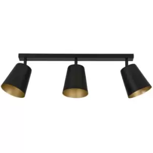 Image of Emibig Prism Black/Gold Ceiling Spotlight Bar 3x E27